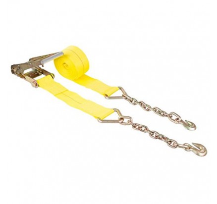 4inch 15000lbs Heavy duty ratchet straps with Chain hooks