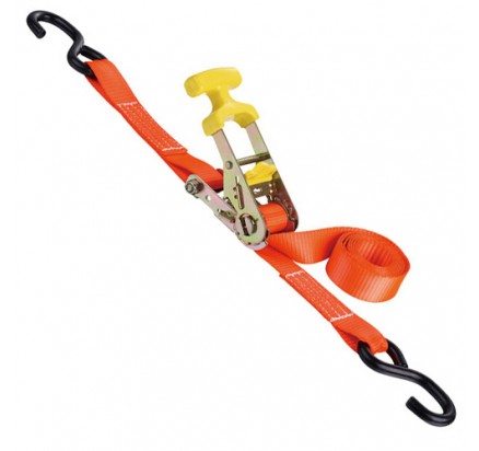 32mm Yellow T Mini Ratchet Straps with S hooks