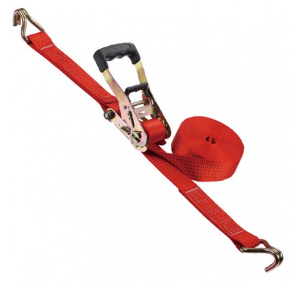 WDCS020518 50mm Red heavy duty ratchet straps with double J hooks